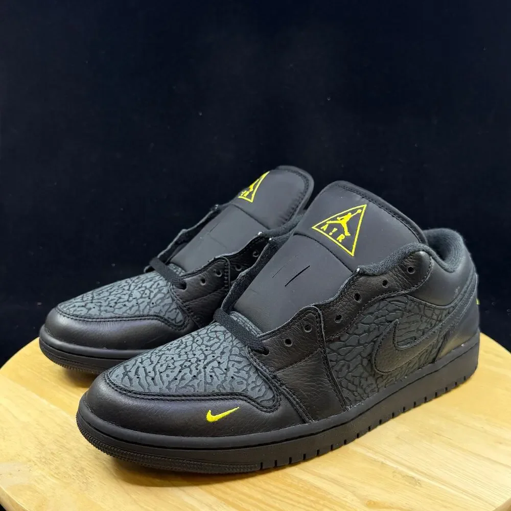 Nike Air Jordan 1 Low Black Elephant Print Yellow IM6568-010 Men's Size 10 New
